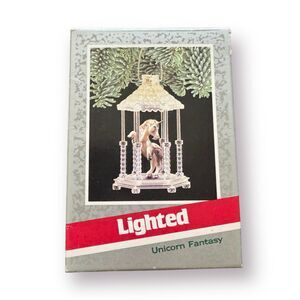 Hallmark Unicorn Fantasy Gazebo magic w/pigtail cord‎ 1989 Christmas Ornament